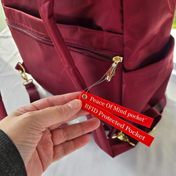Samantha Brown Army Burgundy Travel Backpack - Picture 8 of 11